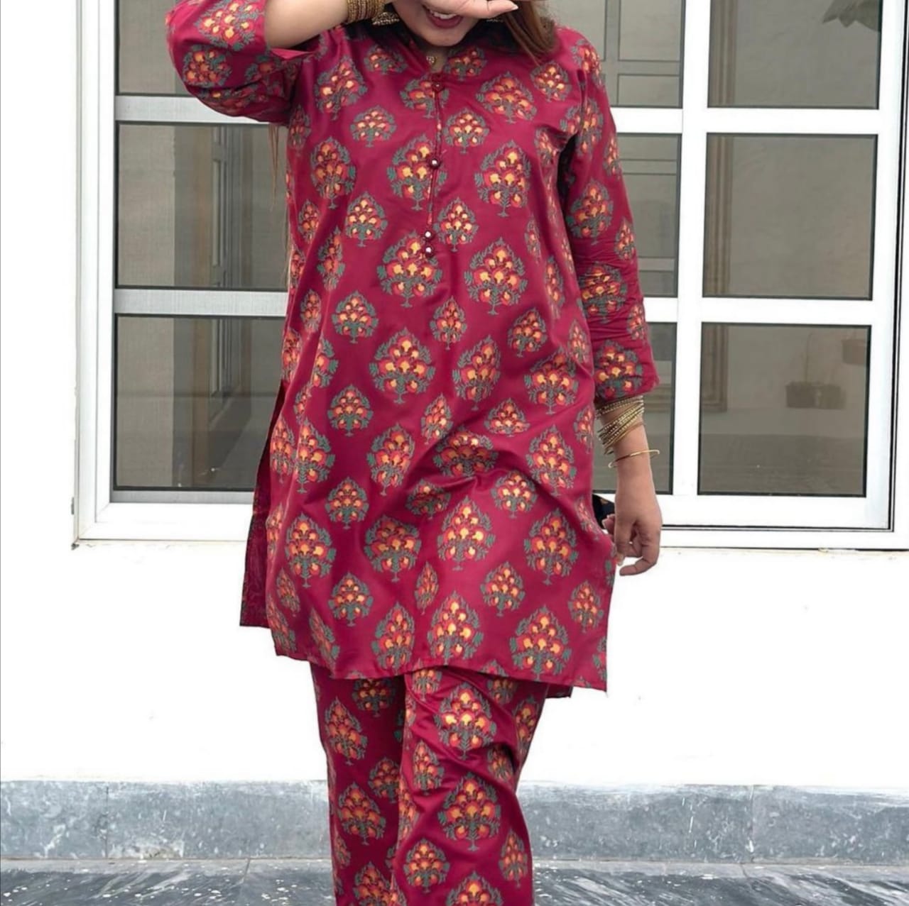 Leaf Print 2pc Dress