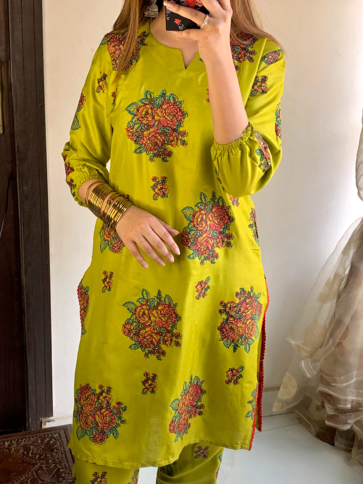 New Gulab -Olive Green printed 2pc