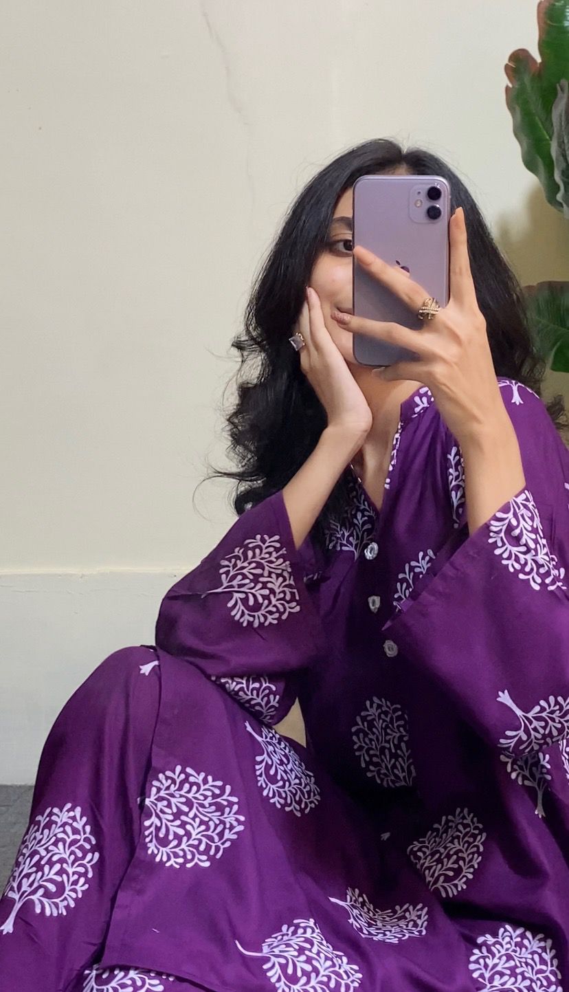 Tree Print -Purple 2pc Dress