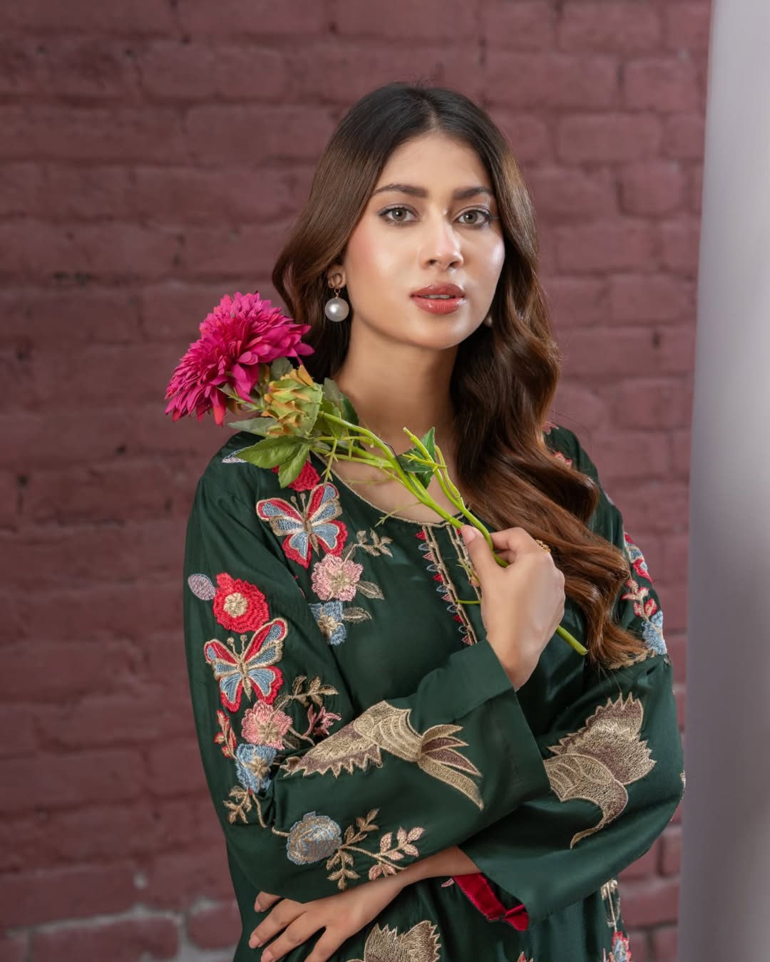 Vintage Green Embroidered 2pc Dress