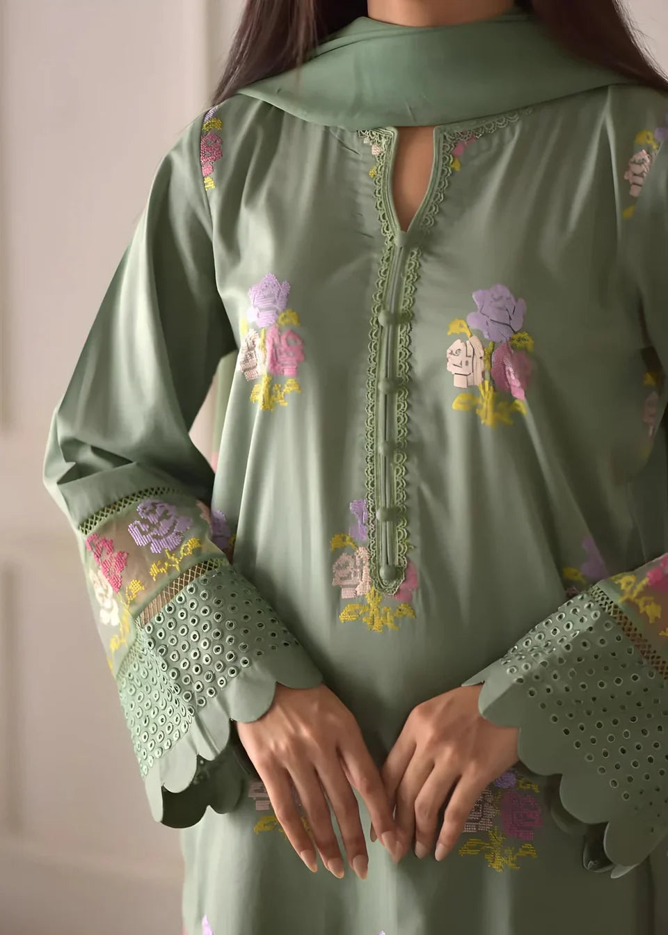 Gulzar 3pc Embroided Dress