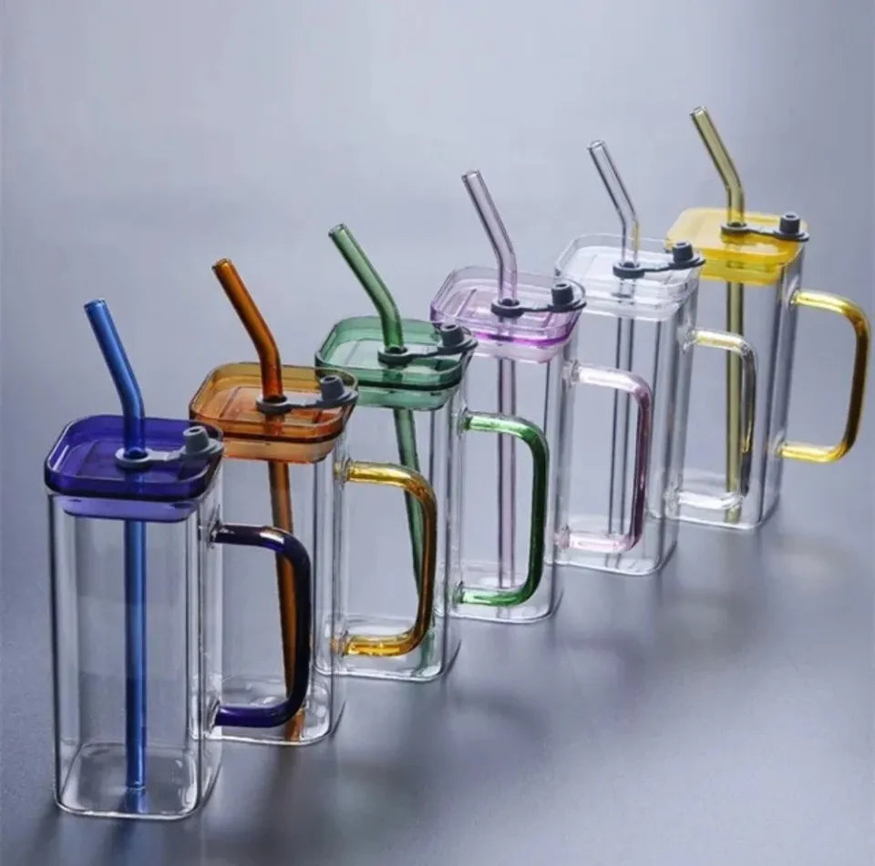 500ml Glass Jar with Plastic Lid and Handle, stylis glass