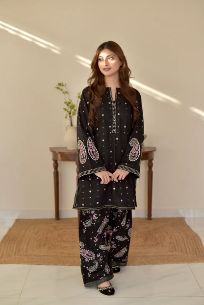 Black Hoor 2pc Embroided Dress