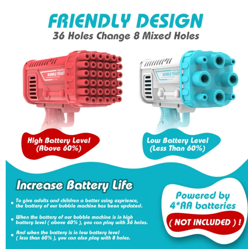 Space Rocket Bazooka Bubble Gun Electric Automatic Bubble Maker