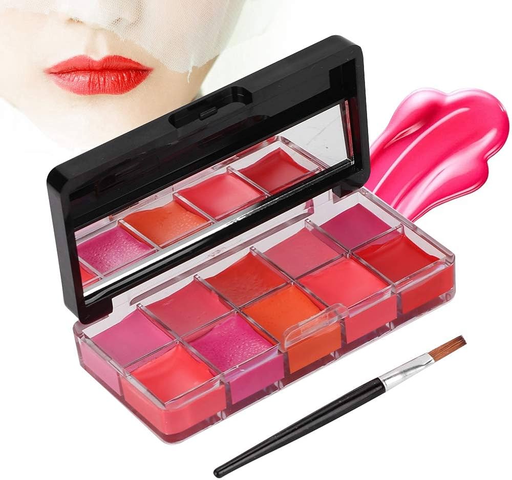 10 Color Matte Lipstick Palette with Mirror, Nude & Multicolor Cream Lipsticks, lip liners