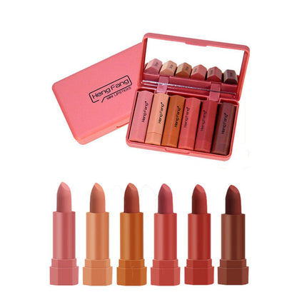 Hangfang Matte Lipstick Set – 6 Lipsticks, lip pencils nude