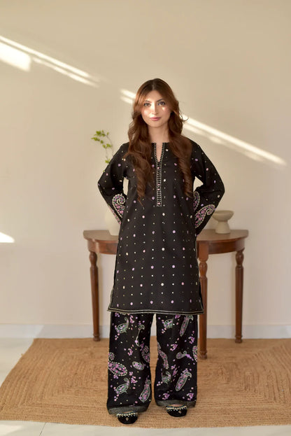 Black Hoor 2pc Embroided Dress