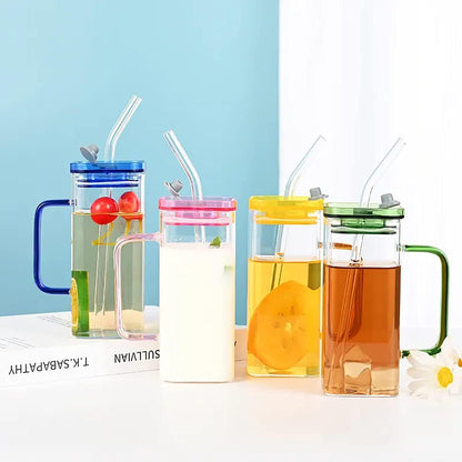500ml Glass Jar with Plastic Lid and Handle, stylis glass