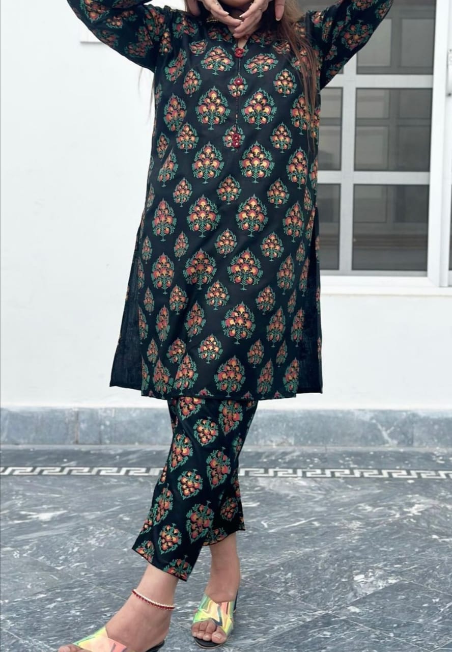 Leaf Print 2pc Dress