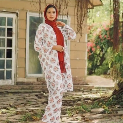 Leaf Print 2pc Dress