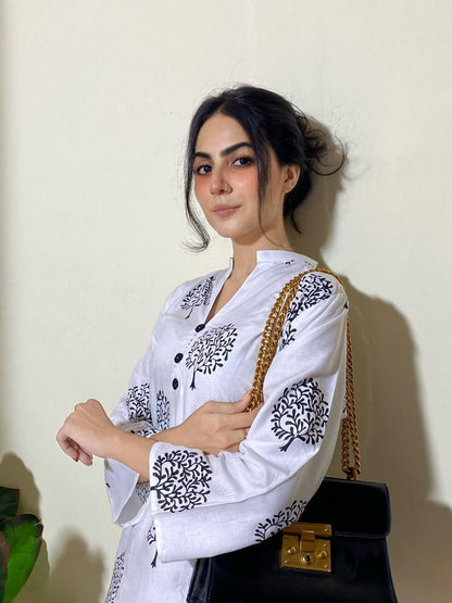 Tree Printed 2pc Dress