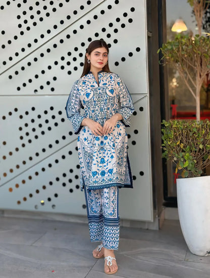 Blue Ocean 2pc Digital Print Dress