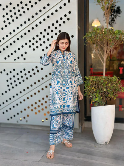 Blue Ocean 2pc Digital Print Dress