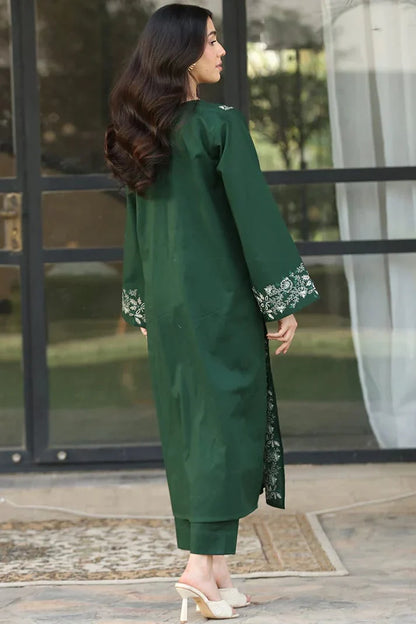 Green-Naaz 2PC Embroidered Cotton Stitched Suit