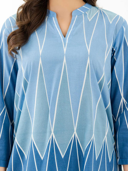 Omber Blue Digital Print 2pc Dress