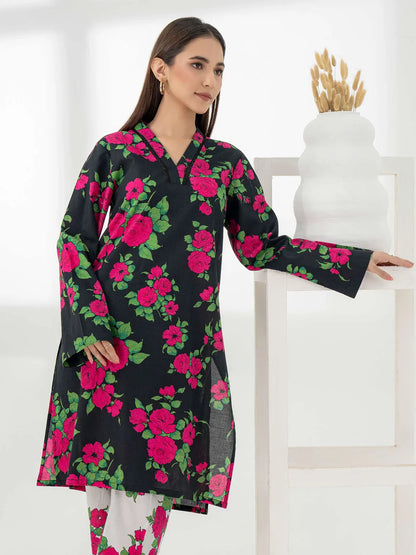 Black Blossom 2pc Digital Print Dress