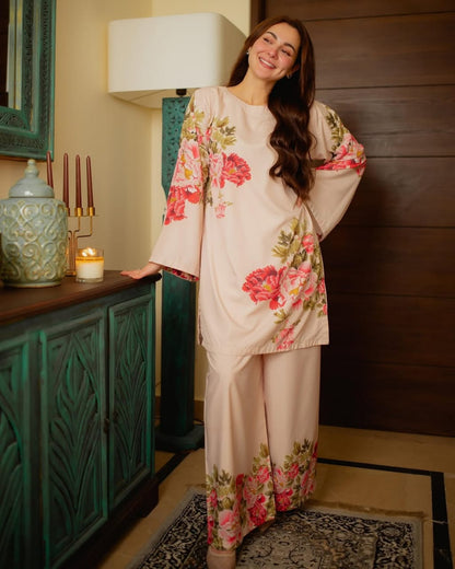 Hania Gulab Printed - 2 Piece Stitched