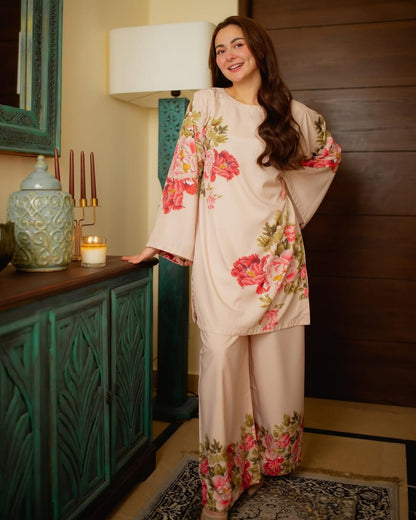 Hania Gulab Printed - 2 Piece Stitched