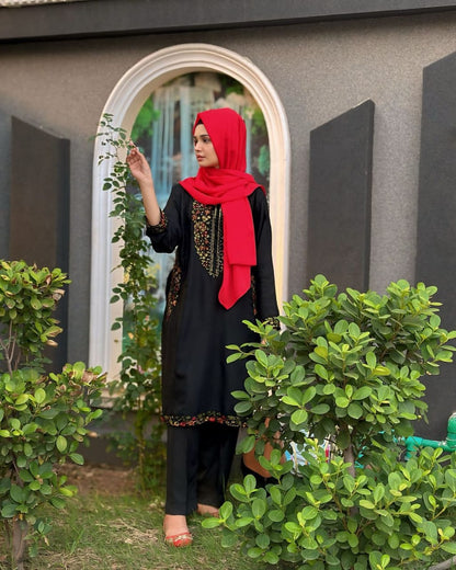 Sequence Pocket Embroided 2pc Dress