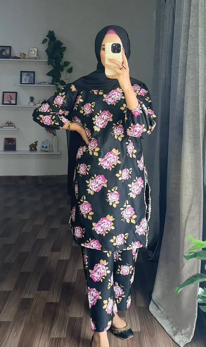 Gulab Printed Black 2pc