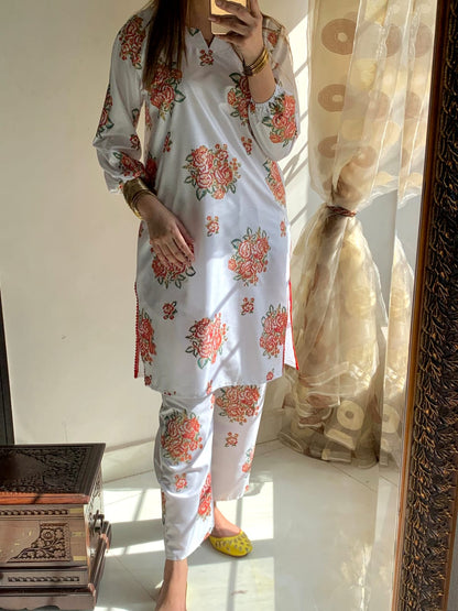 New Gulab-White printed 2pc Dress