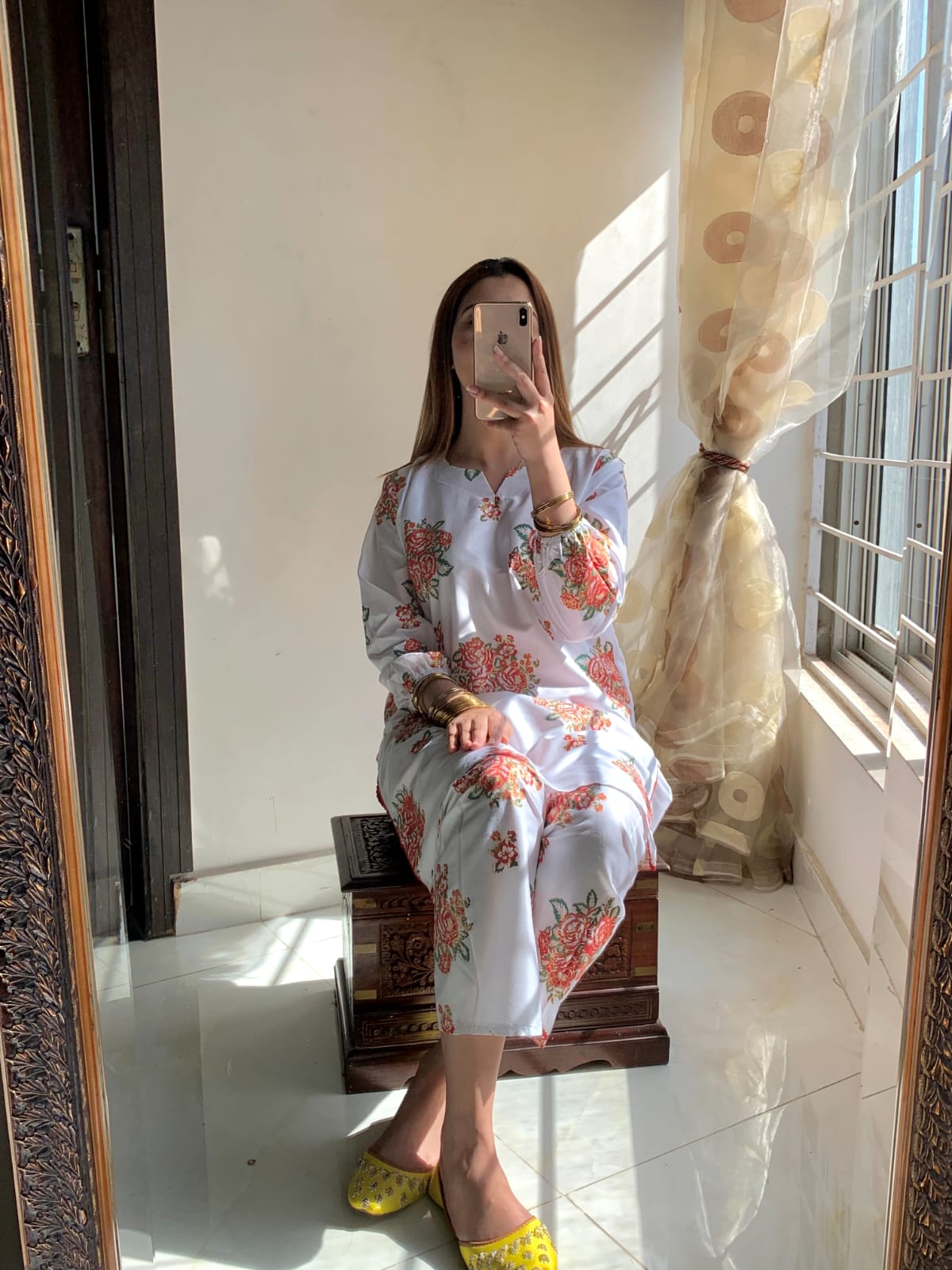 New Gulab-White printed 2pc Dress