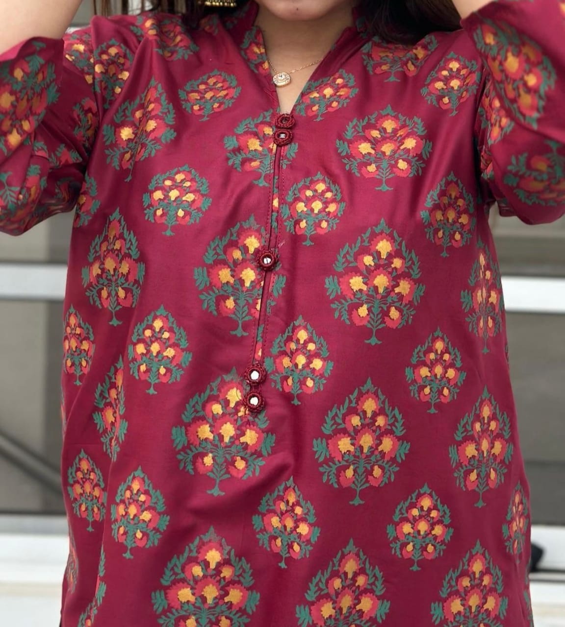 Spade Print-Maroon 2pc Dress