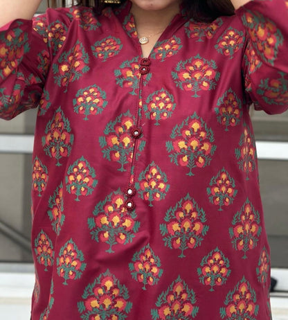 Spade Print-Maroon 2pc Dress