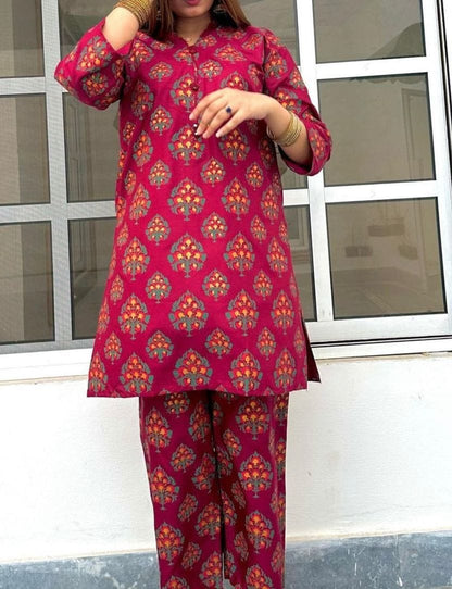 Spade Print-Maroon 2pc Dress