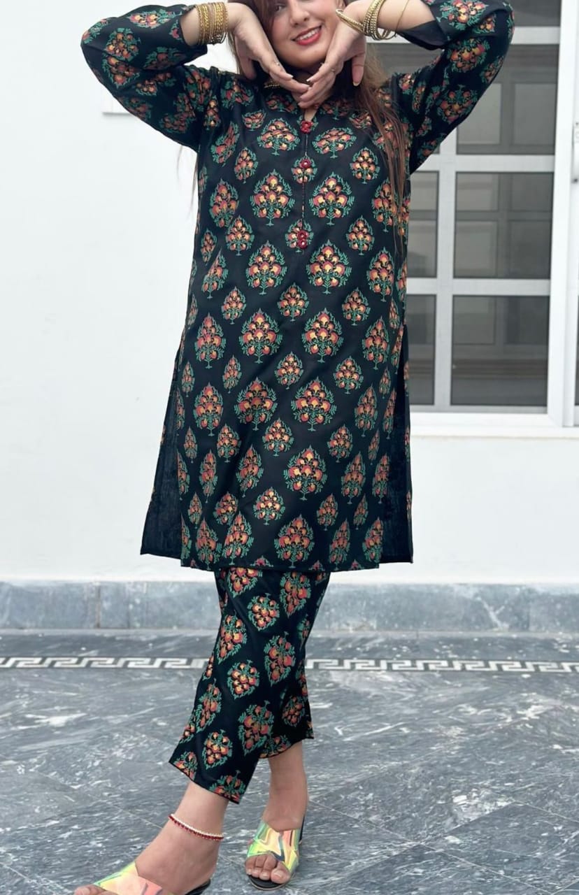Spade Print-Black 2pc Dress