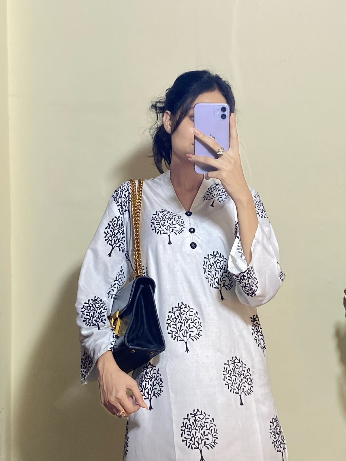 Tree print - White 2pc Dress