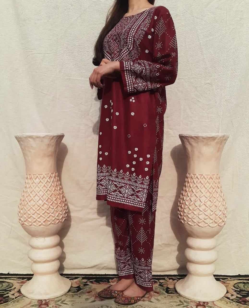New Chunri-Maroon 2pc Dress