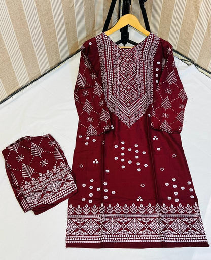 New Chunri-Maroon 2pc Dress