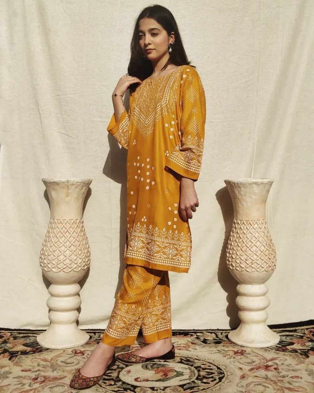 New Chunri-Mustard 2pc Dress