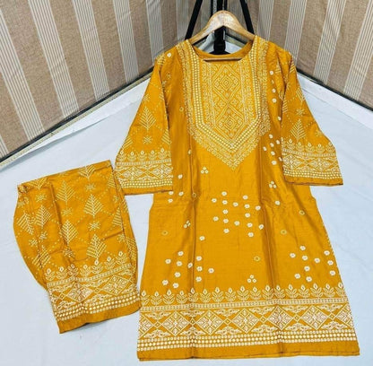 New Chunri-Mustard 2pc Dress