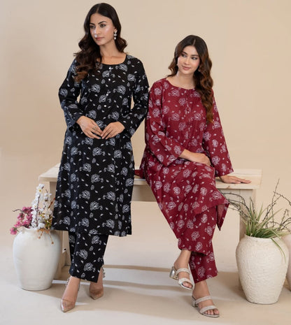 Simran  Black Screen Printed Stitched 2pc Suit for women