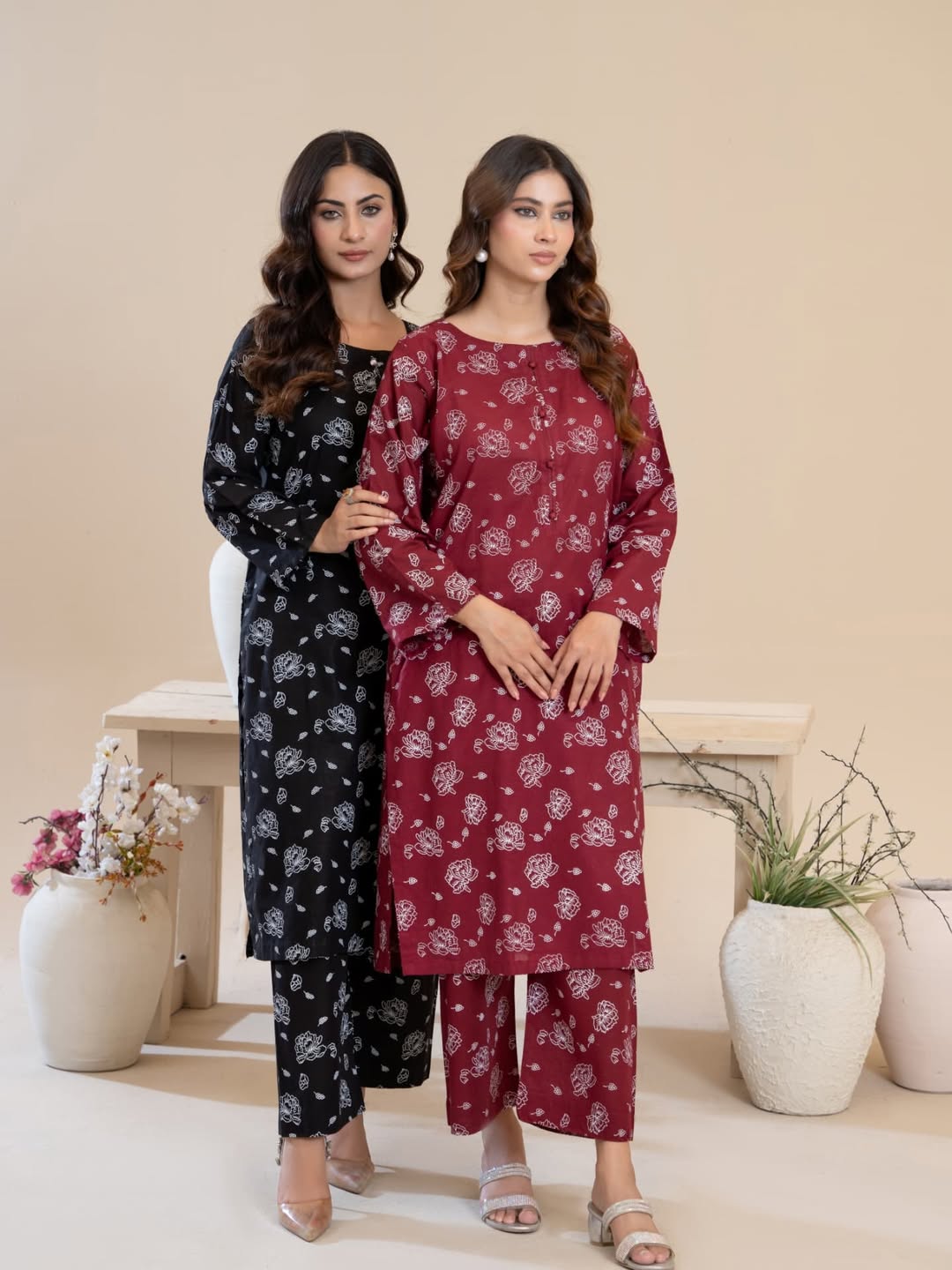 Simran  Black Screen Printed Stitched 2pc Suit for women