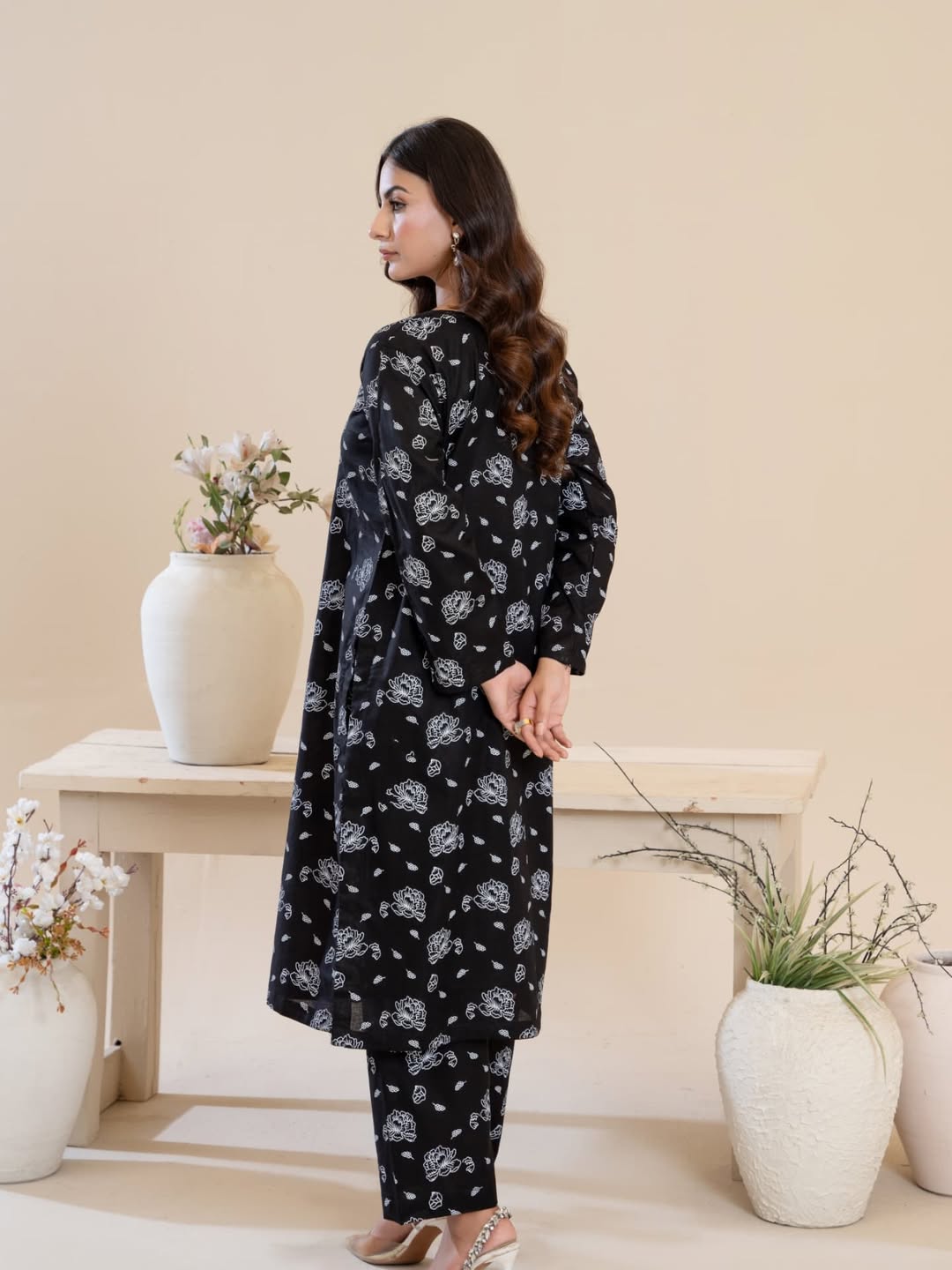 Simran  Black Screen Printed Stitched 2pc Suit for women