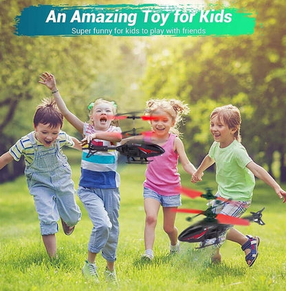 Helicopter with Radio Remote Control and Hand Sensor Charging Helicopter 2 in 1 Toys with 3D Light Toys for Boys Kids (Indoor & Outdoor Flying)(Multicolour)
