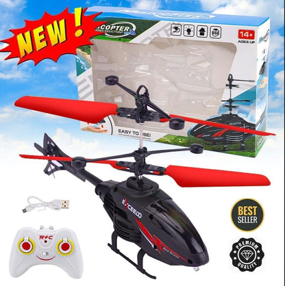 Helicopter with Radio Remote Control and Hand Sensor Charging Helicopter 2 in 1 Toys with 3D Light Toys for Boys Kids (Indoor & Outdoor Flying)(Multicolour)
