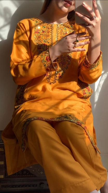 Sequence Pocket Embroided 2pc Dress