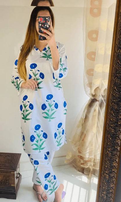 Elegant Sapphire Block - 2 Piece Stitched