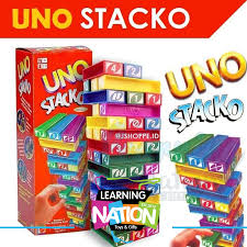 UNO Stacko Jenga Board Game – Family Fun Color & Number Matching Block Game