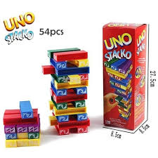 UNO Stacko Jenga Board Game – Family Fun Color & Number Matching Block Game