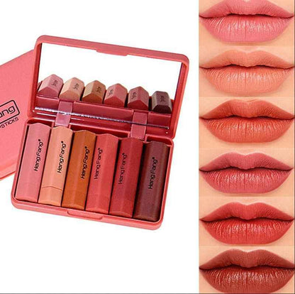 Hangfang Matte Lipstick Set – 6 Lipsticks, lip pencils nude