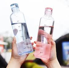 550ml Glass Water Bottle  wit Time Marker, Stylish Leak-Proof Bottle for Gym, Office, Travel