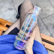 550ml Glass Water Bottle  wit Time Marker, Stylish Leak-Proof Bottle for Gym, Office, Travel