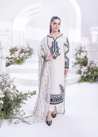 White Snoober 3pc Embroided Dress