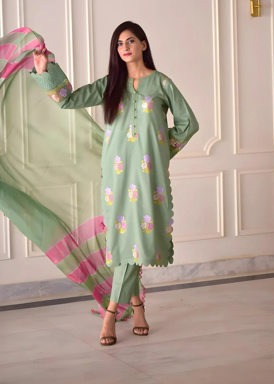 Gulzar 3pc Embroided Dress