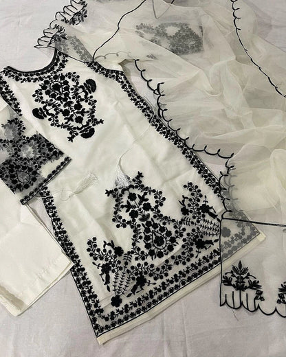 Snow Organza 3pc Embroided Dress